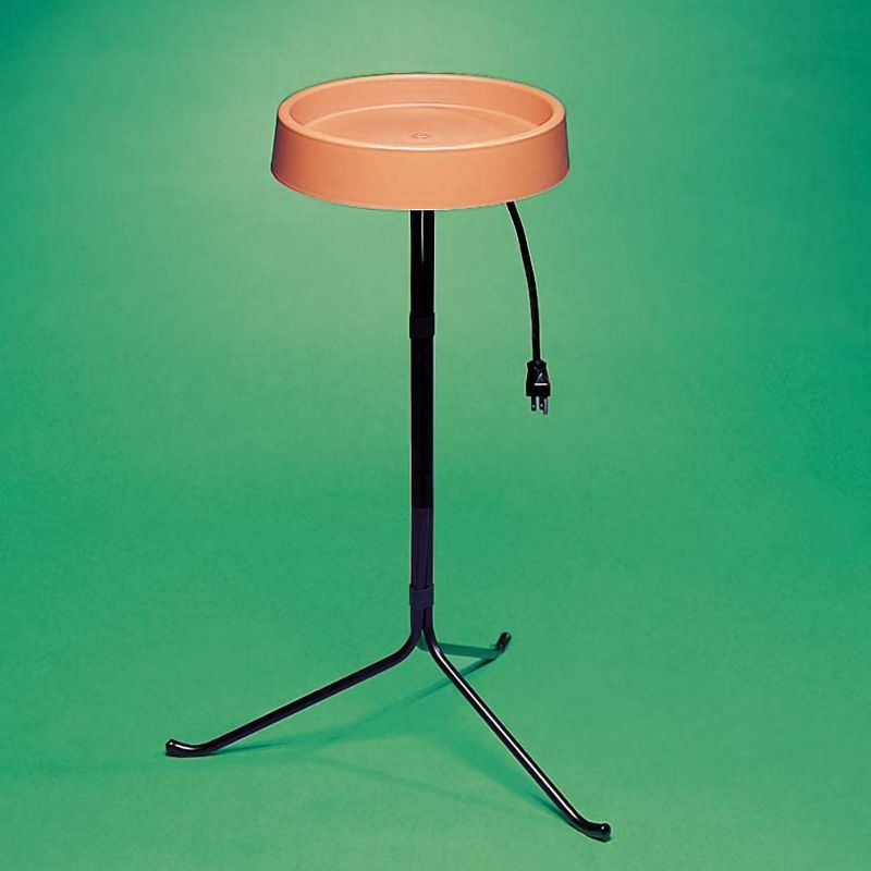 API Weather Resistant Outdoor Garden Decor All Weather Heated Bird Bath with Round Basin and Metal Stand, Black