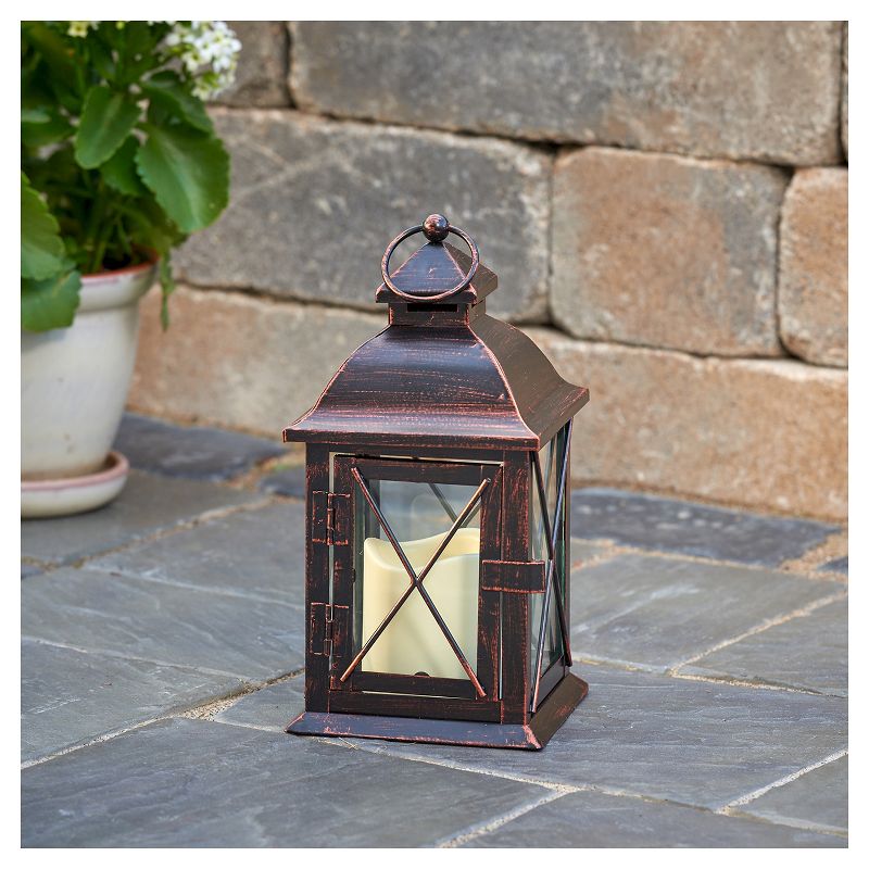 Smart Living Aversa 10" LED Candle Outdoor Lantern - Antique Bronze