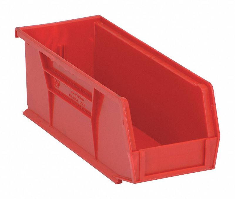 QUANTUM STORAGE SYSTEMS QUS224RD Red Hang and Stack Bin, 10-7/8"L x 4-1/8"W x