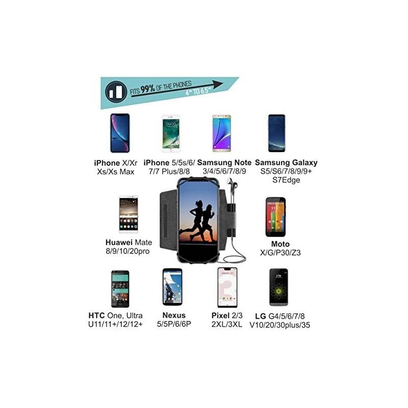 Rotatable Premium Sports Running Armband for All Phones: iPhone 12, 12 Pro Max 11 Pro 8 Plus, Samsung Galaxy S20 S10 S9 S8 Edge, LG, HTC, Pixel; Universal Cellphone Holder + Free Extender Strap