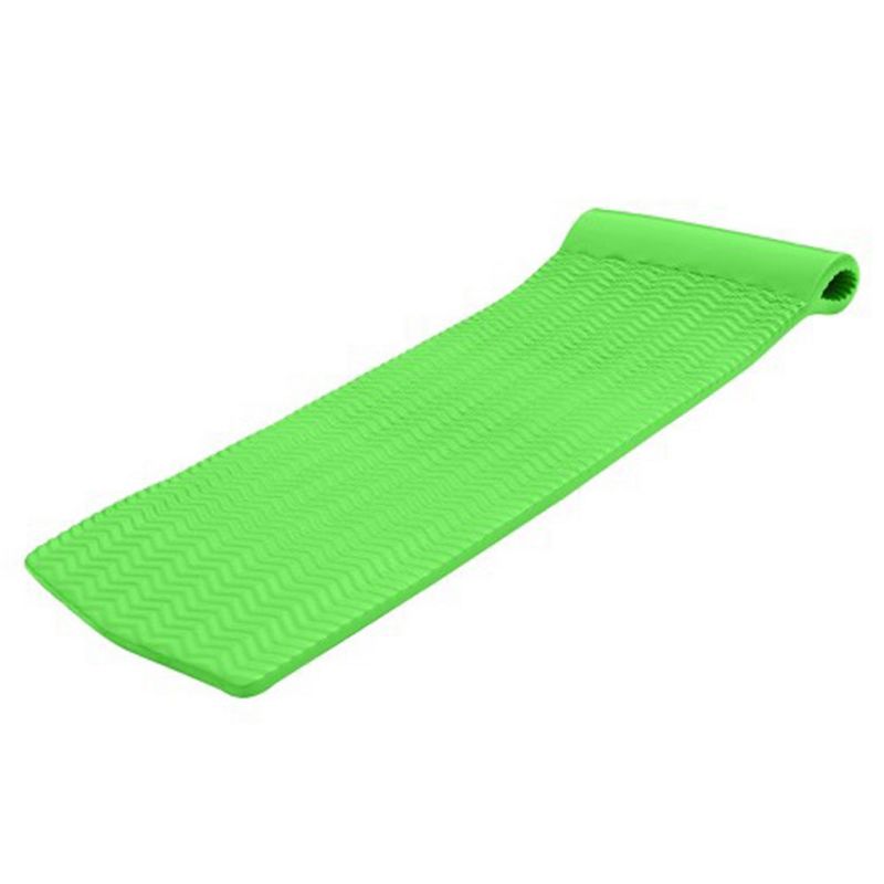 TRC Recreation Splash 1.25 Inch Thick Soft Foam Raft Lounger Swimming Pool Float Mattress with Headrest for Poolside, Lake, and Beach, Fierce Green