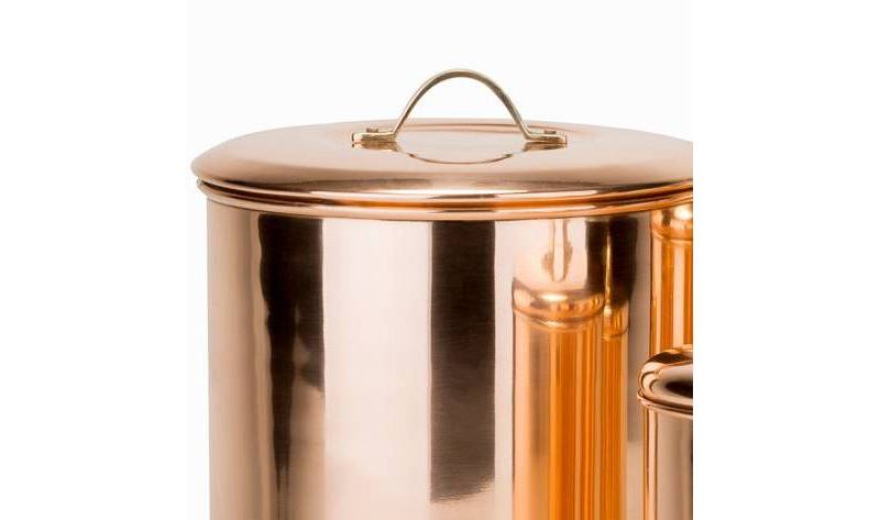 Old Dutch 4pc Polished Copper Canister Set with Brass Knobs