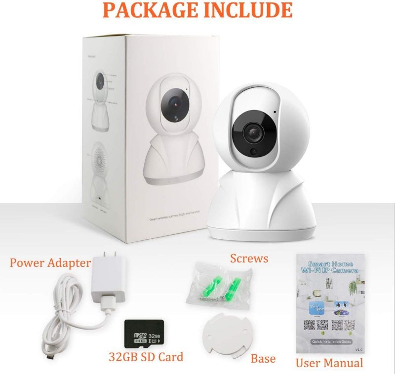 Wireless Security Camera 1080P HD Indoor WiFi Home Cameras with 32GB MicroSD Card Pan Tilt Zoom Baby Pet Monitor with two Way Audio Night Vision Motion Detection