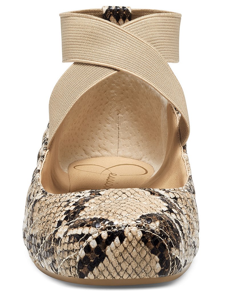 Jessica Simpson Mandalay7 Snake Square-Toe Criss Cross Ankle Strap Ballet Flats