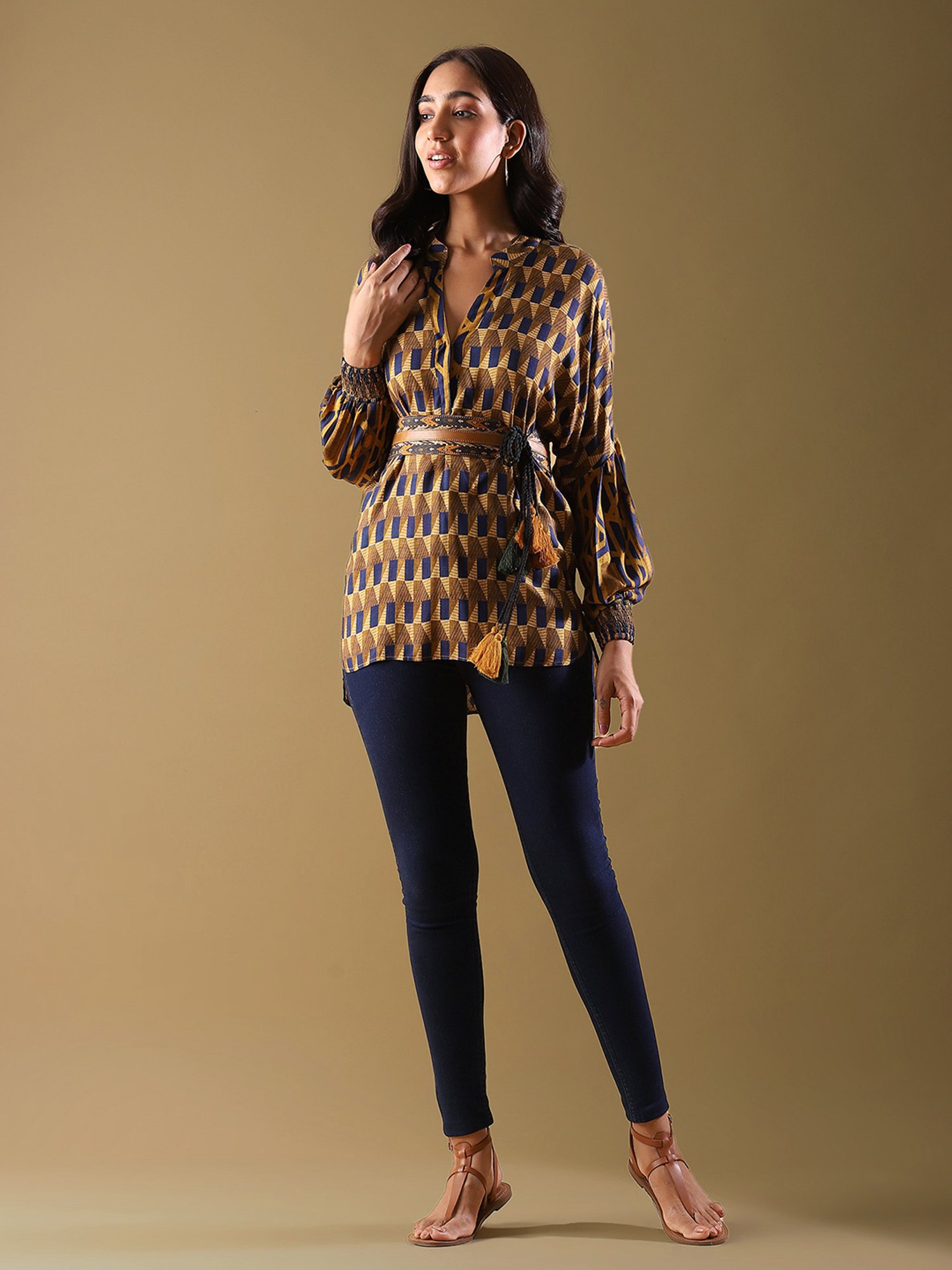 aarke Ritu Kumar Blue Printed Ethnic Top