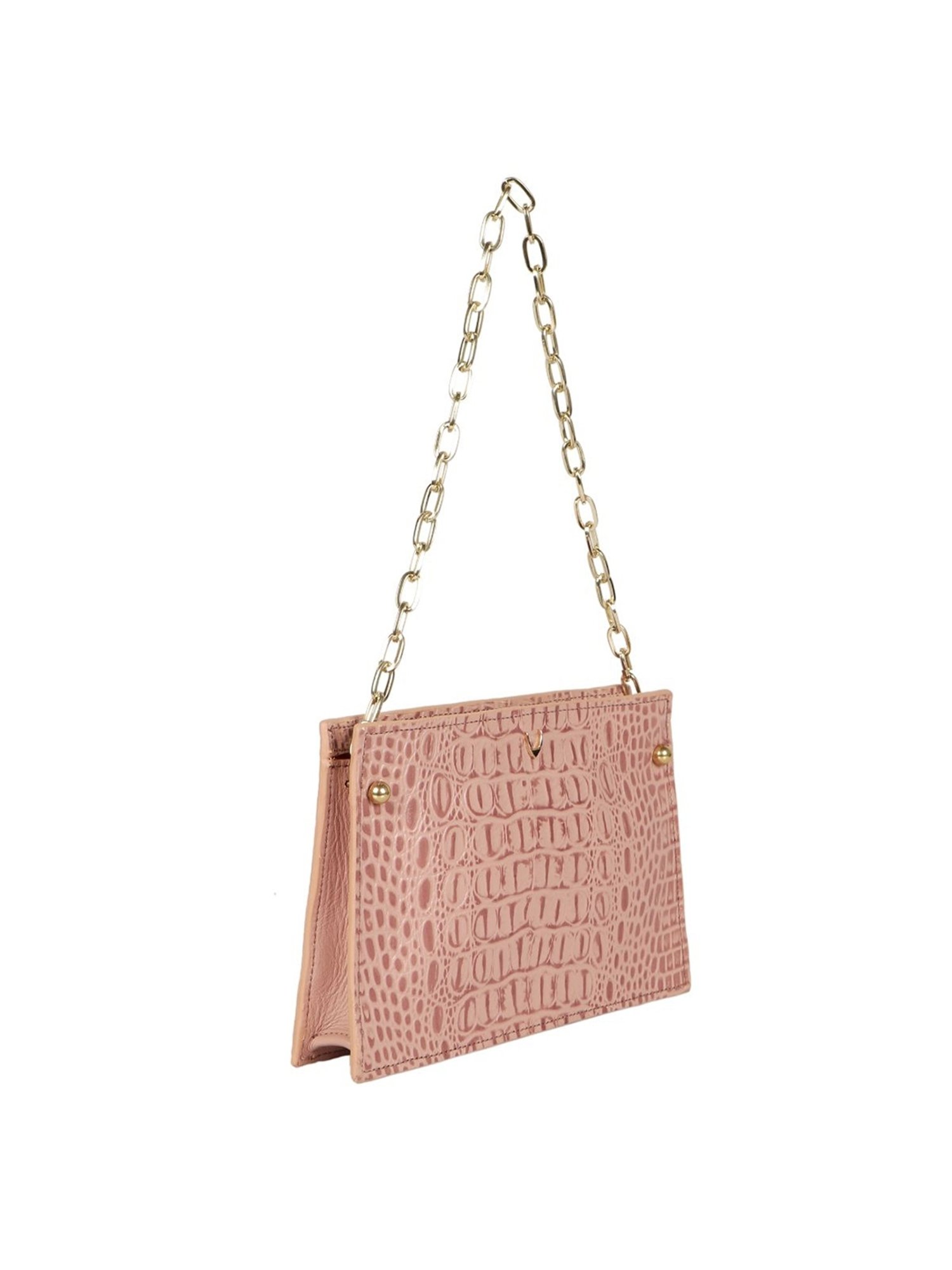 Hidesign Pink Textured Medium Shoulder Handbag