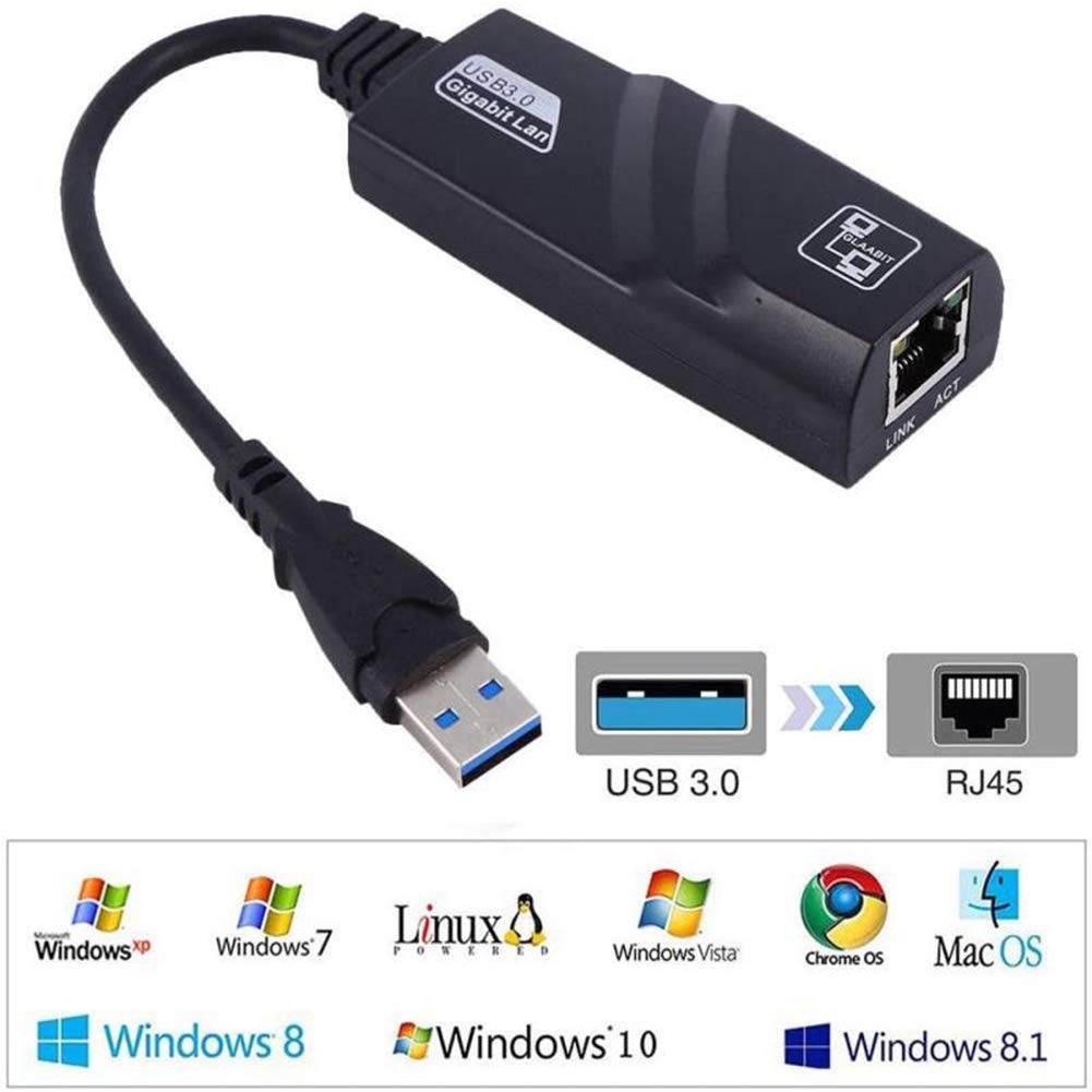 Hannord USB 3.0 to Ethernet Adapter Network Wired Cable Gigabit RJ45 LAN Converter - Lightning10/100/1000Mbps Compatible for MacBook Laptop PC Desktop with Windows 10 8 7 Vista Linux Mac Chrome OS