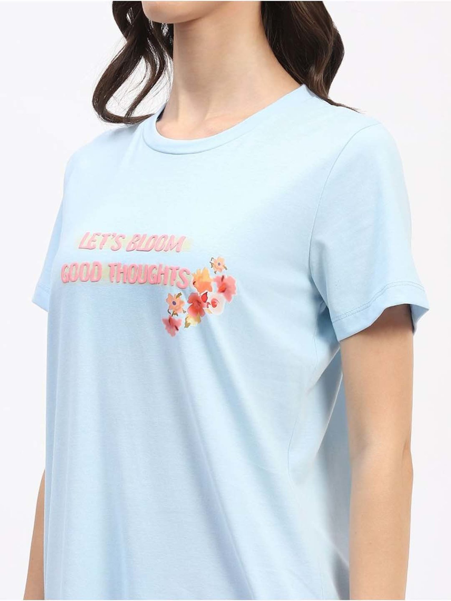 MADAME M Secret Blue & Pink Printed T-Shirt Pyjamas Set