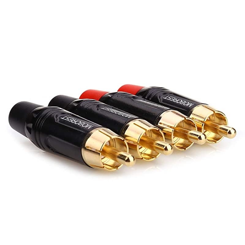 RCA Male Plug Adapter Audio Phono Gold Plated Solder 24K Gold Speaker Plugs RCA Jack Cable Connector AdapterRCA Male4pack