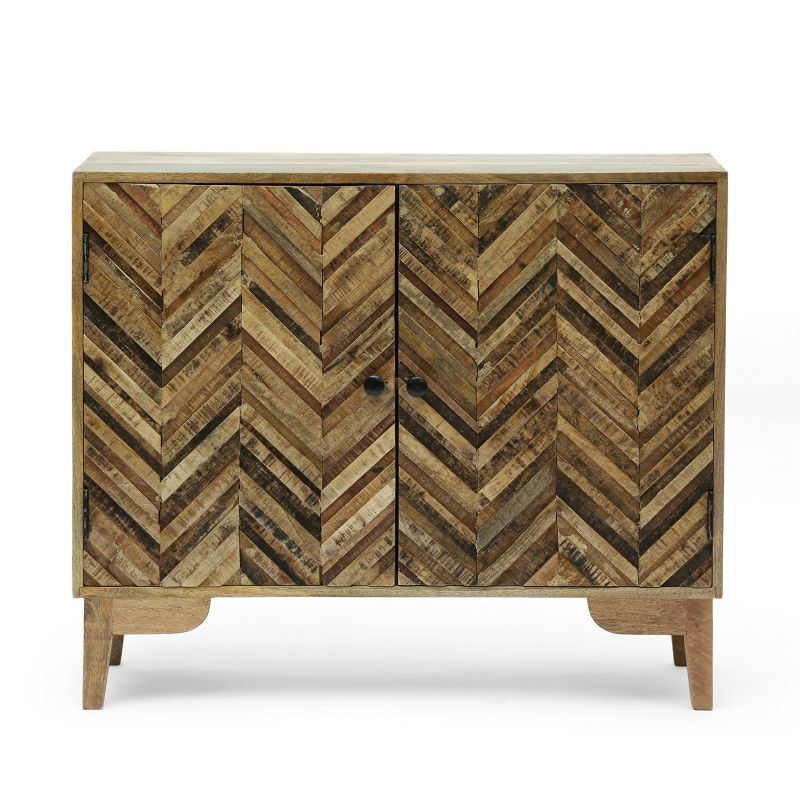 Kolczak Boho Handcrafted Mango Wood 2 Door Cabinet Light Gray - Christopher Knight Home