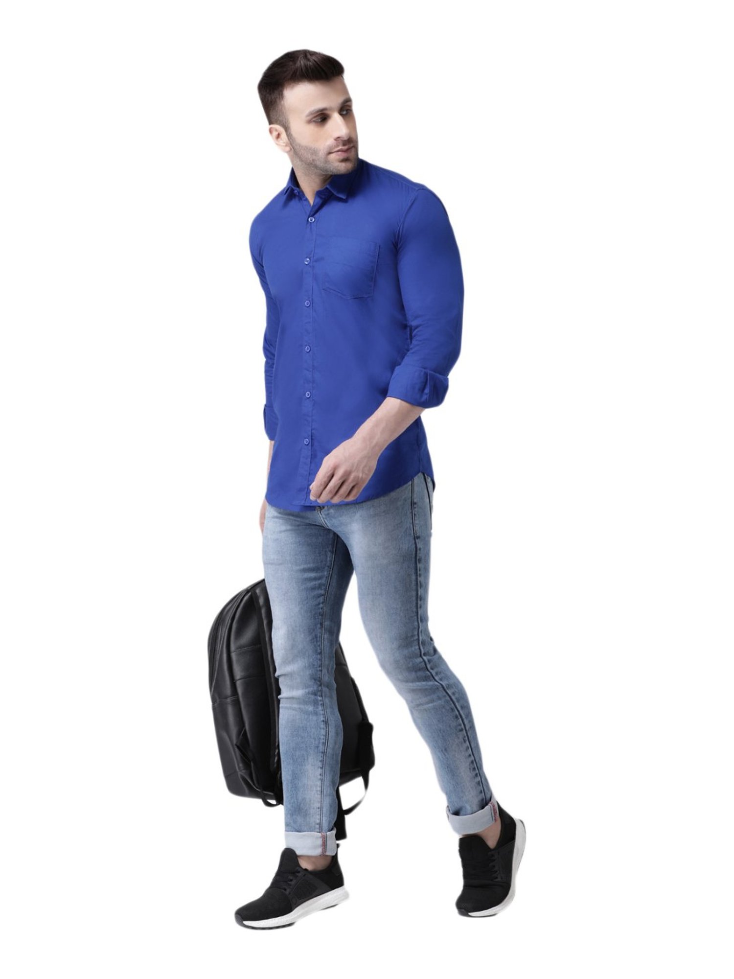 Hang Up Navy Cotton Slim Fit Shirt