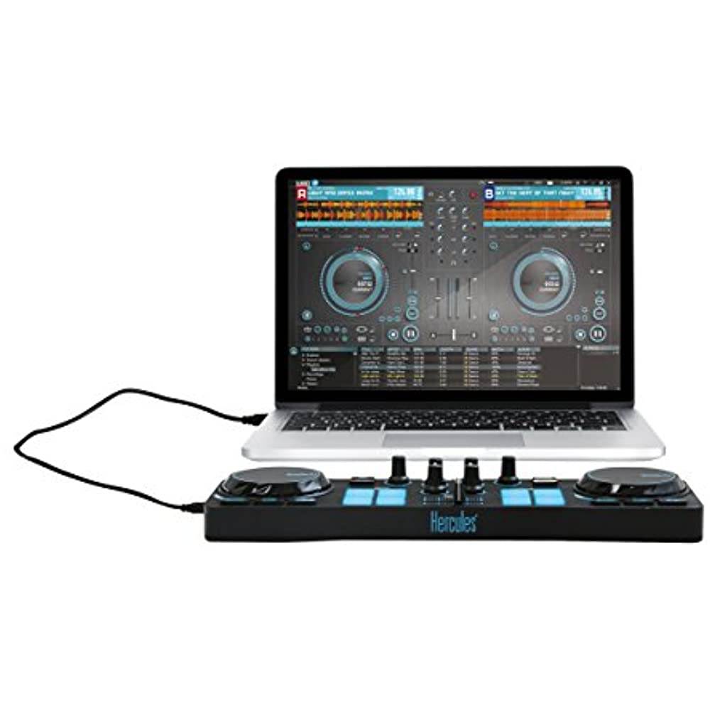 Hercules 4780843 DJControl Compact super-mobile USB Controller with 8 Trigger Pads and 2 Virtual Turntable Decks