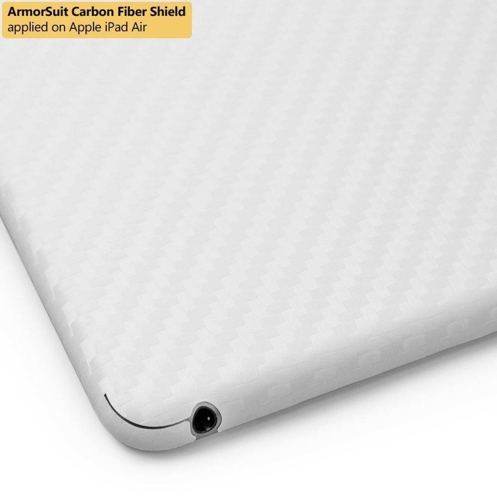 ArmorSuit MilitaryShield Apple iPad Air Screen + White Carbon Fiber Skin! NEW!