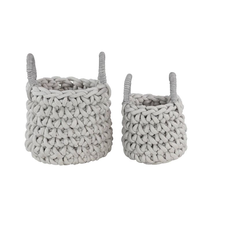 CosmoLiving by Cosmopolitan Set of 2 Coastal Fabric Storage Baskets Gray