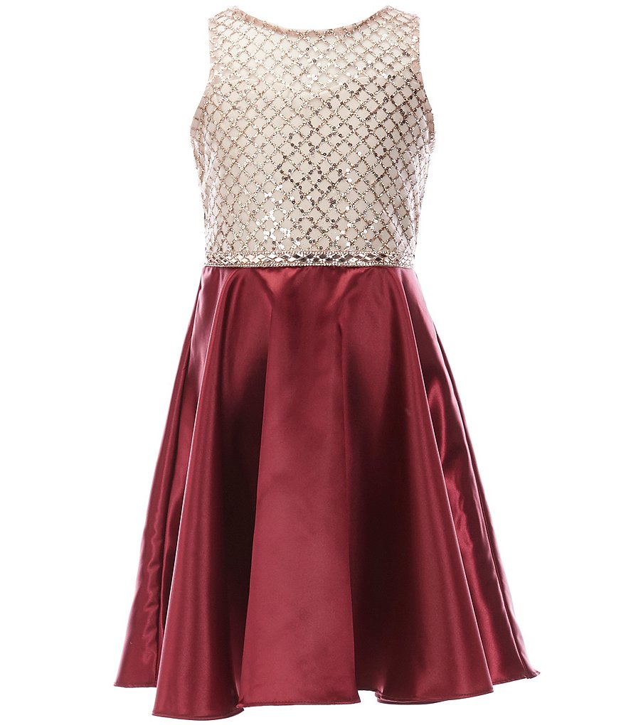 Bonnie Jean Big Girls 7-16 Sequin/Ombre Handkerchief-Hem Dress