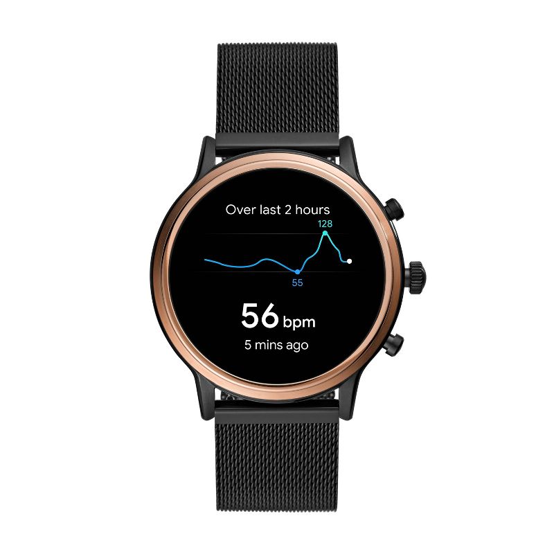 Fossil Gen 5 Smartwatch Julianna HR 44mm - Black Stainless Steel Mesh