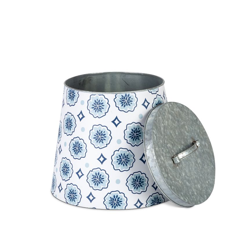 Lone Elm Studios Assorted style, Nested Galvanized Metal Milk Pail Canisters with Blue Mix & Match Pattern