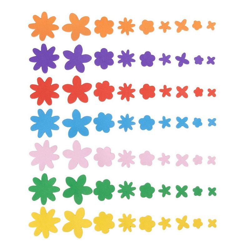 Genie Crafts Foam Stickers - 700-Piece Self-Adhesive Foam Shapes, Flower Shape Kids DIY Arts and Crafts Supplies, Multicolored