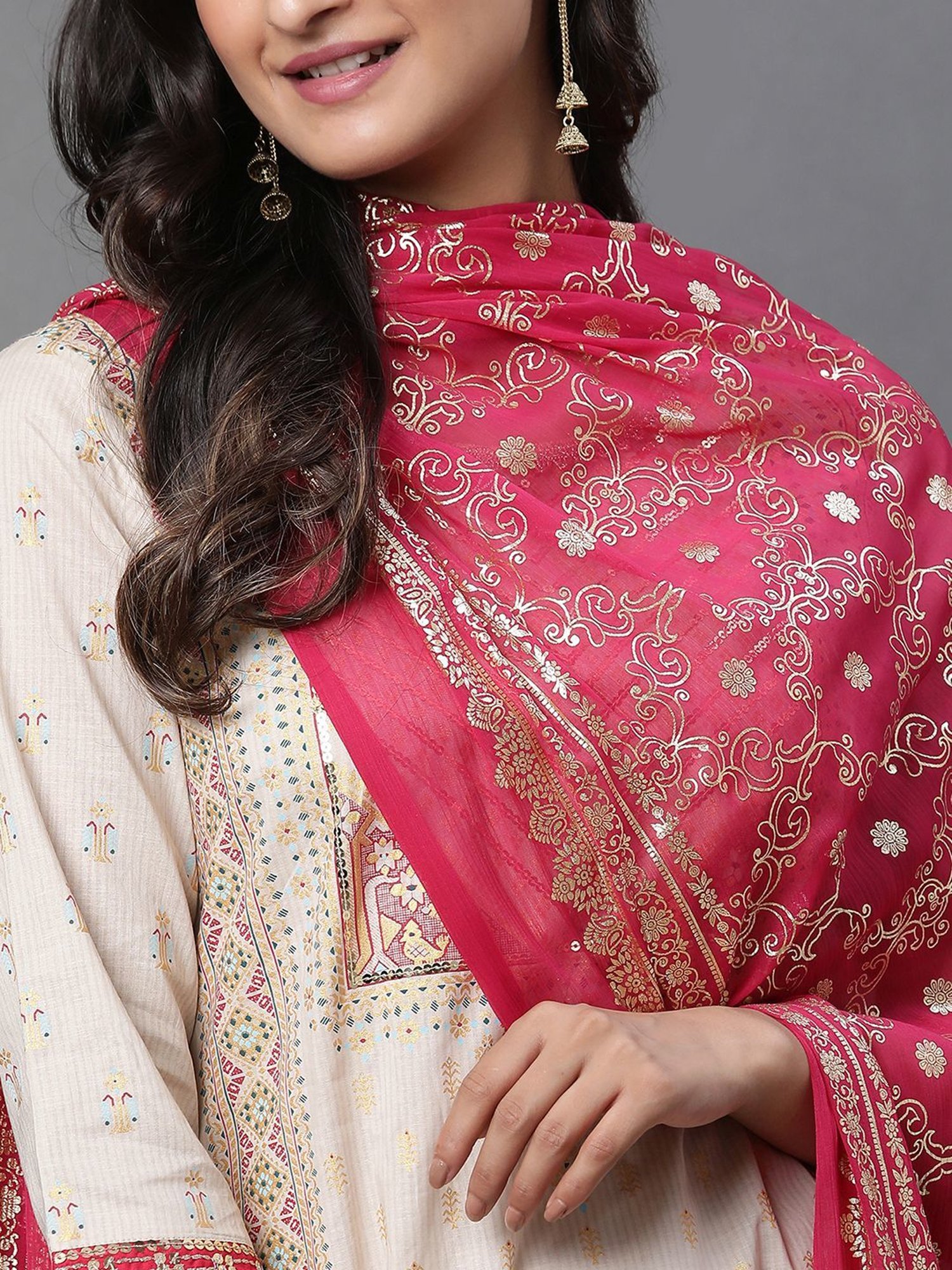 Aurelia Pink Printed Dupatta