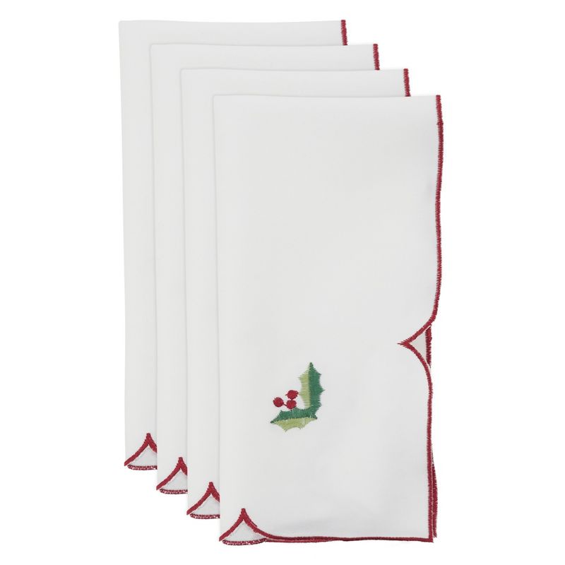 Saro Lifestyle Christmas Embroidery Table Napkins (Set of 4)