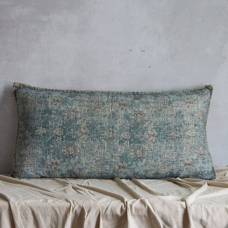 20"x40" Oversize Wash Lumbar Throw Pillow Teal - Patina Vie