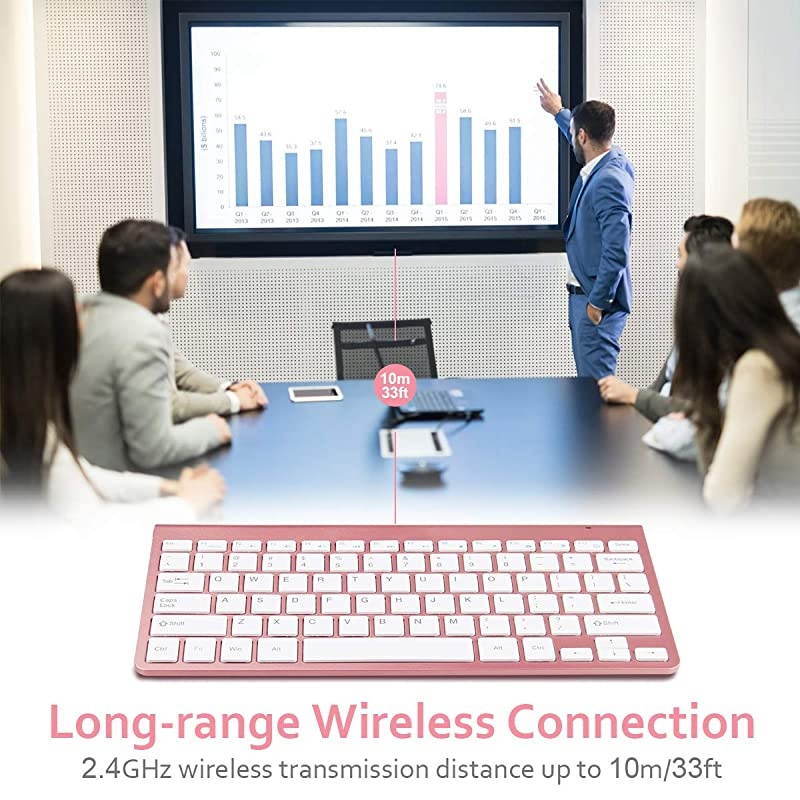 Mini USB Wireless Keyboard Small Computer Wireless Keyboards Slim Compact for Mac MacBook Pro External Keyboard for Laptop Tablet by  Rose Gold