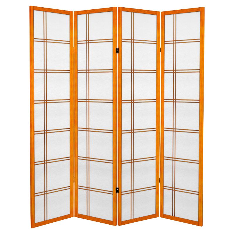 6 ft. Tall Canvas Double Cross Room Divider - Honey (4 Panels)
