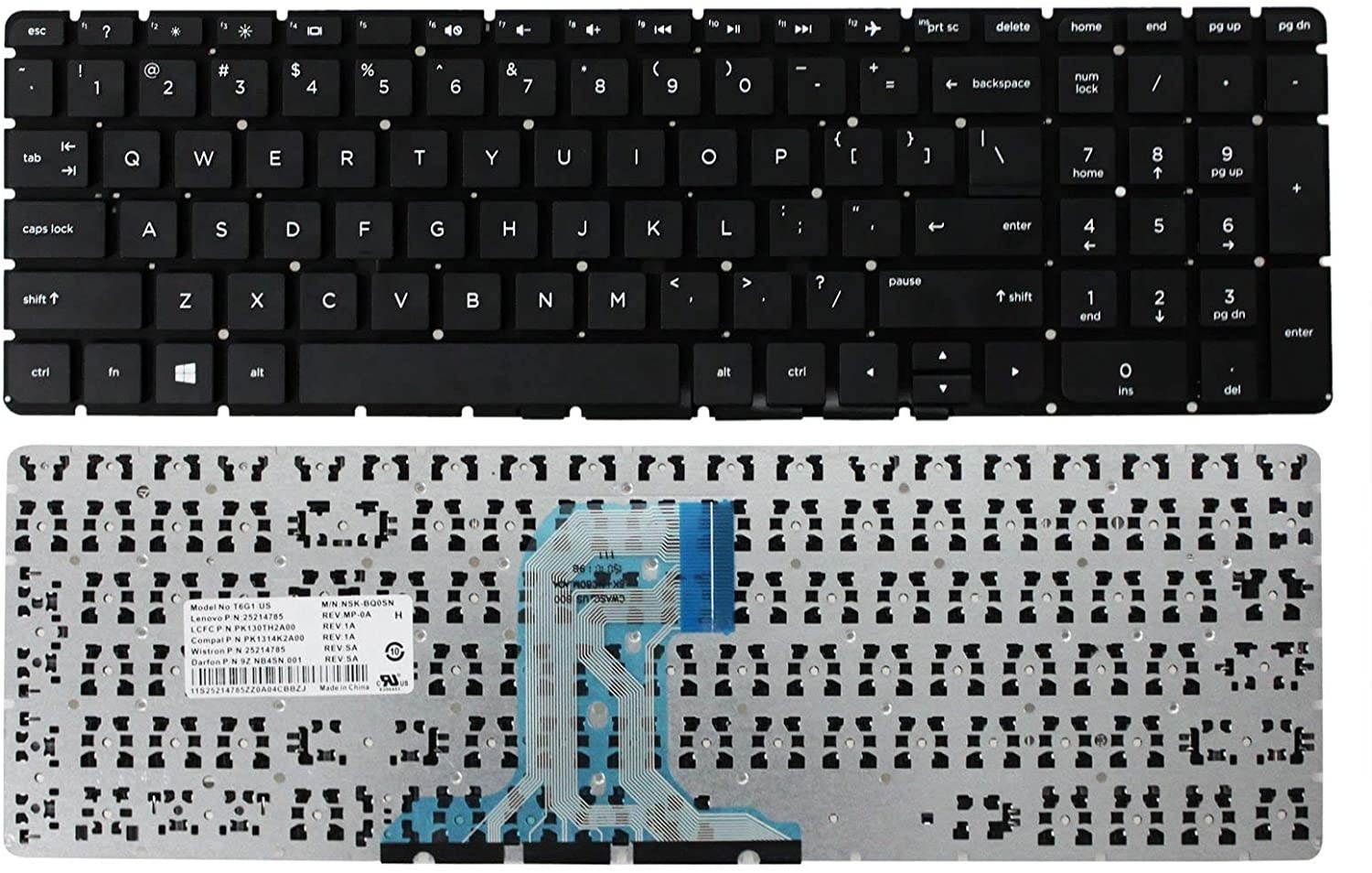 Laptop Keyboard New US Black Laptop Keyboard (Without Frame) Replacement for HP Pavilion 15-ba030ca 15-ba031au 15-ba031ca 15-ba014cy 15-ba014nr 15-ba014wm 15-ba010ca 15-ba020ca 15-ba021ca