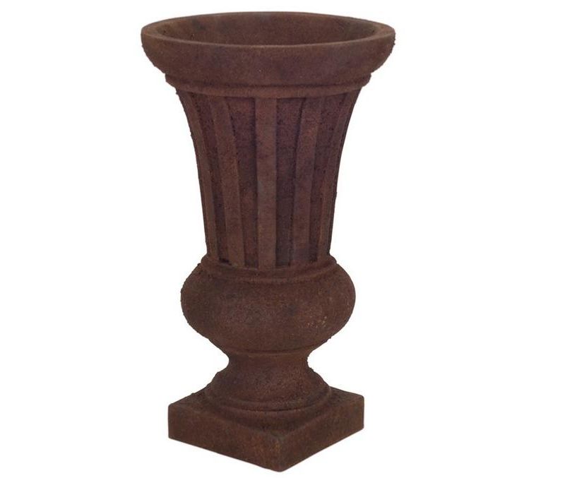 Melrose 16" Weathered Antique-Style Rust Polystone Planter - Brown