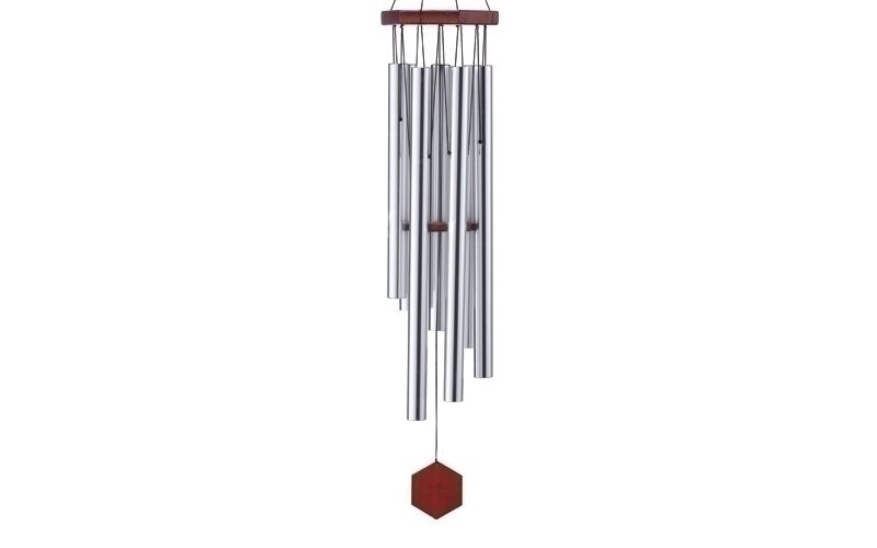 Roman 34" Hand-Tuned Triple Sealed Elm Wood Diamond Line Outdoor Patio Garden Wind Chime - Silver