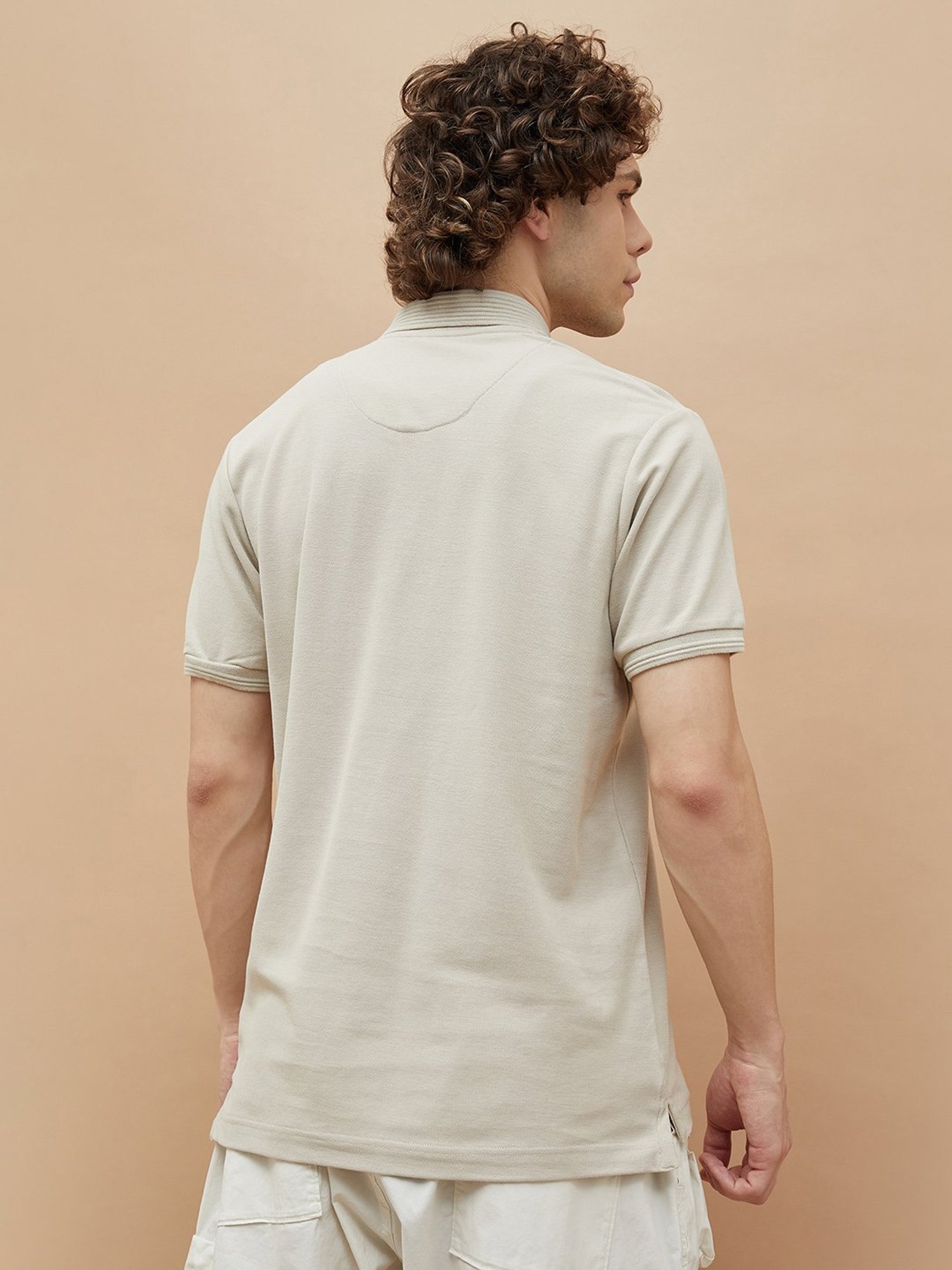 BOSSINI Beige Regular Fit Polo T-Shirt