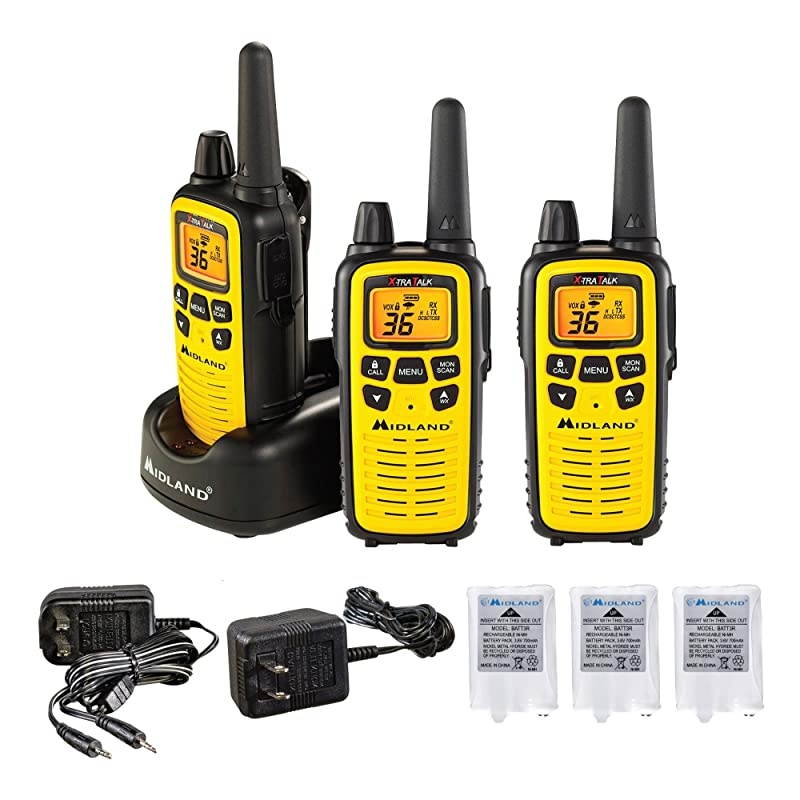 LXT630VP3 36 Channel FRS TwoWay Radio Up to 30 Mile Range Walkie Talkie 121 Privacy Codes amp NOAA Weather Scan + Alert 3 Pack YellowBlack