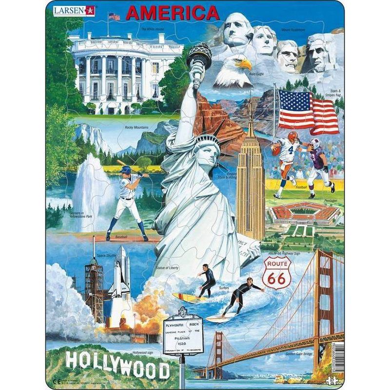 Larsen Puzzles United States & America Kids Puzzle Set - 2pk