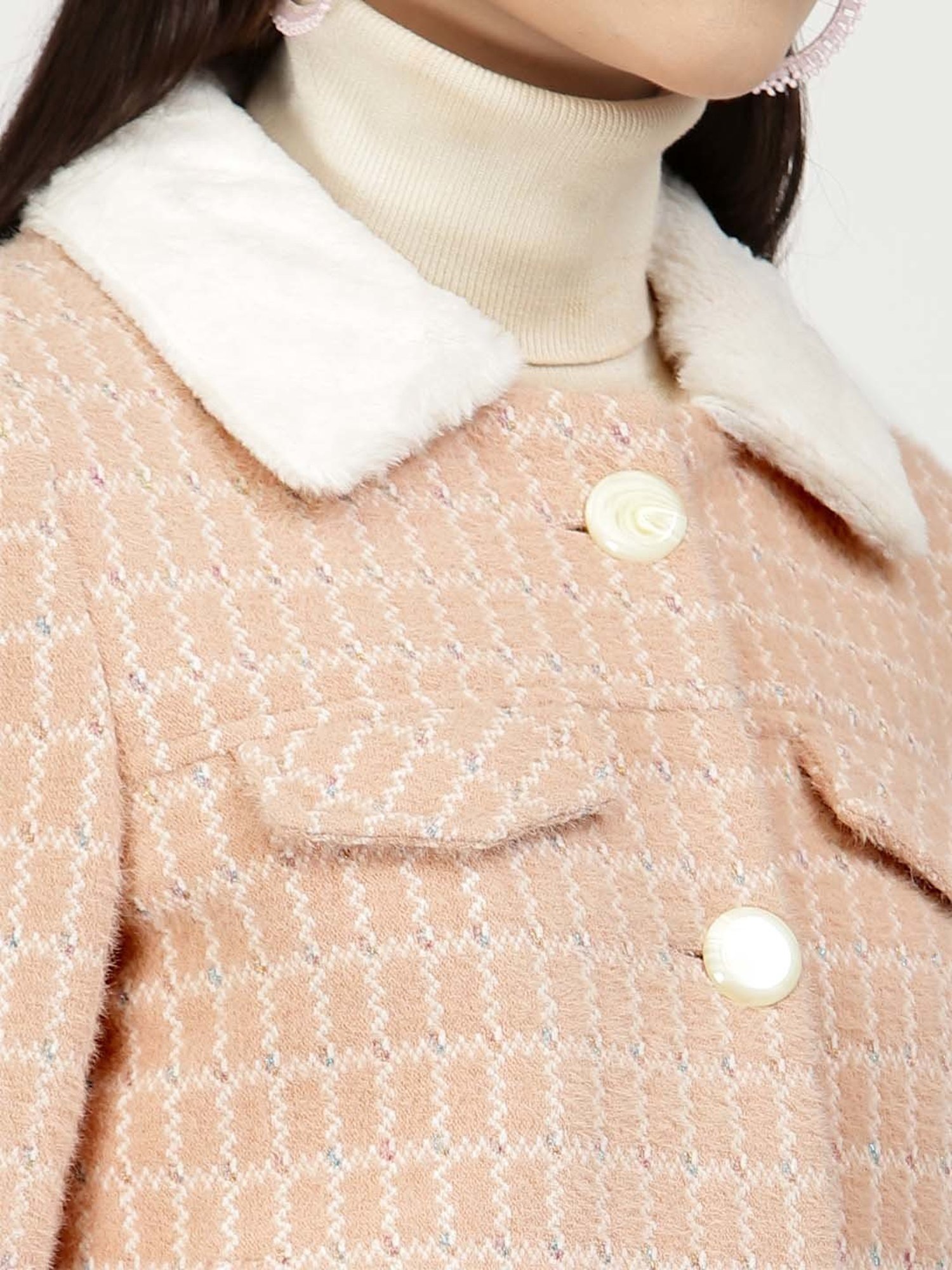 Juelle Peach Check Over Coat