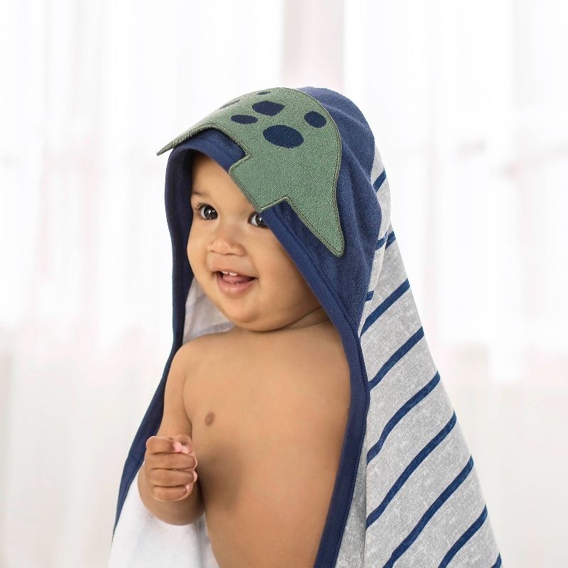 Gerber Baby Boys' Dino Hooded Bath Wrap - Blue