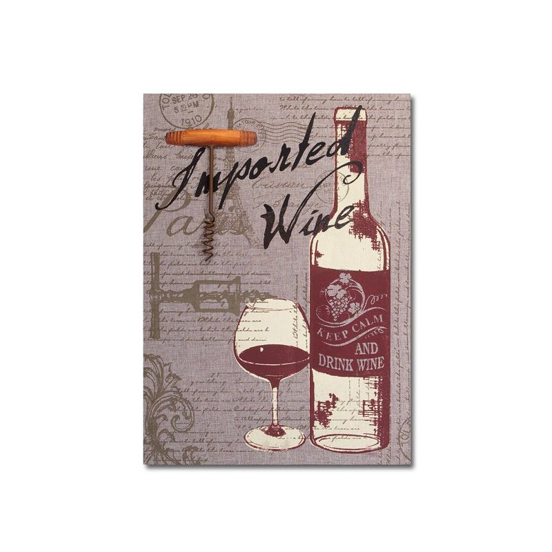 Melrose 23.5" Gray and Burgundy Red Wine Canvas Wall Art