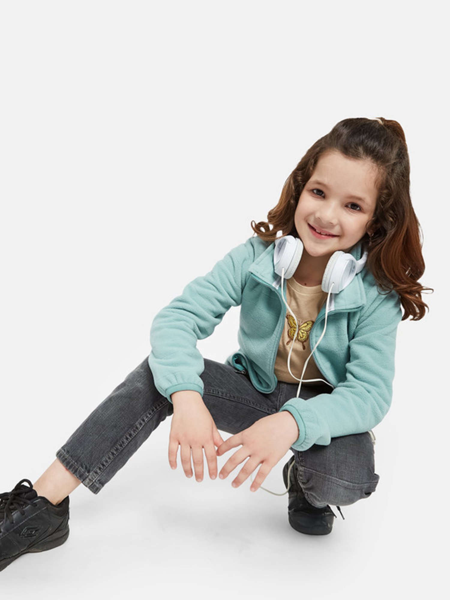 KIDS ONLY Blue Cotton Embroidered Full Sleeves Sweatshirt