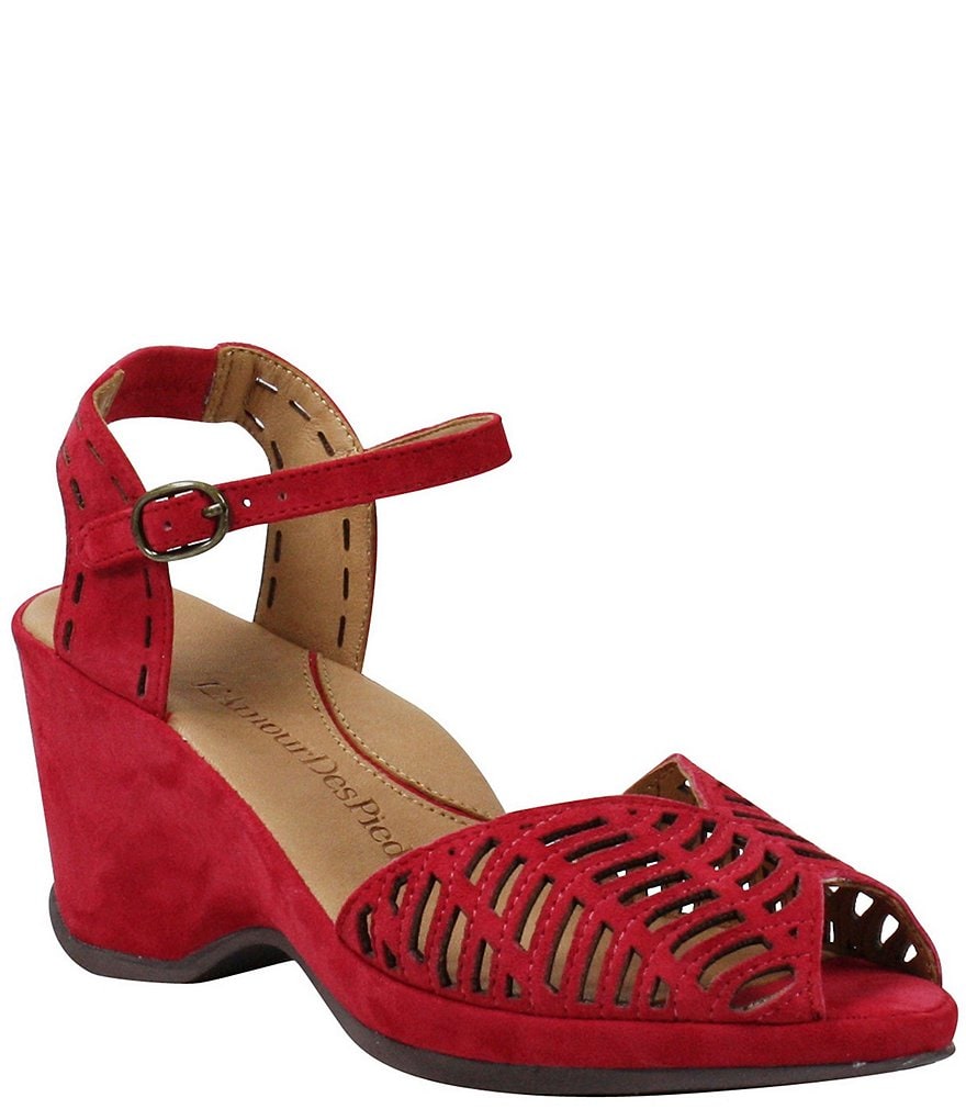 L'Amour Des Pieds Oanez Cut Out Suede Wedge Sandals