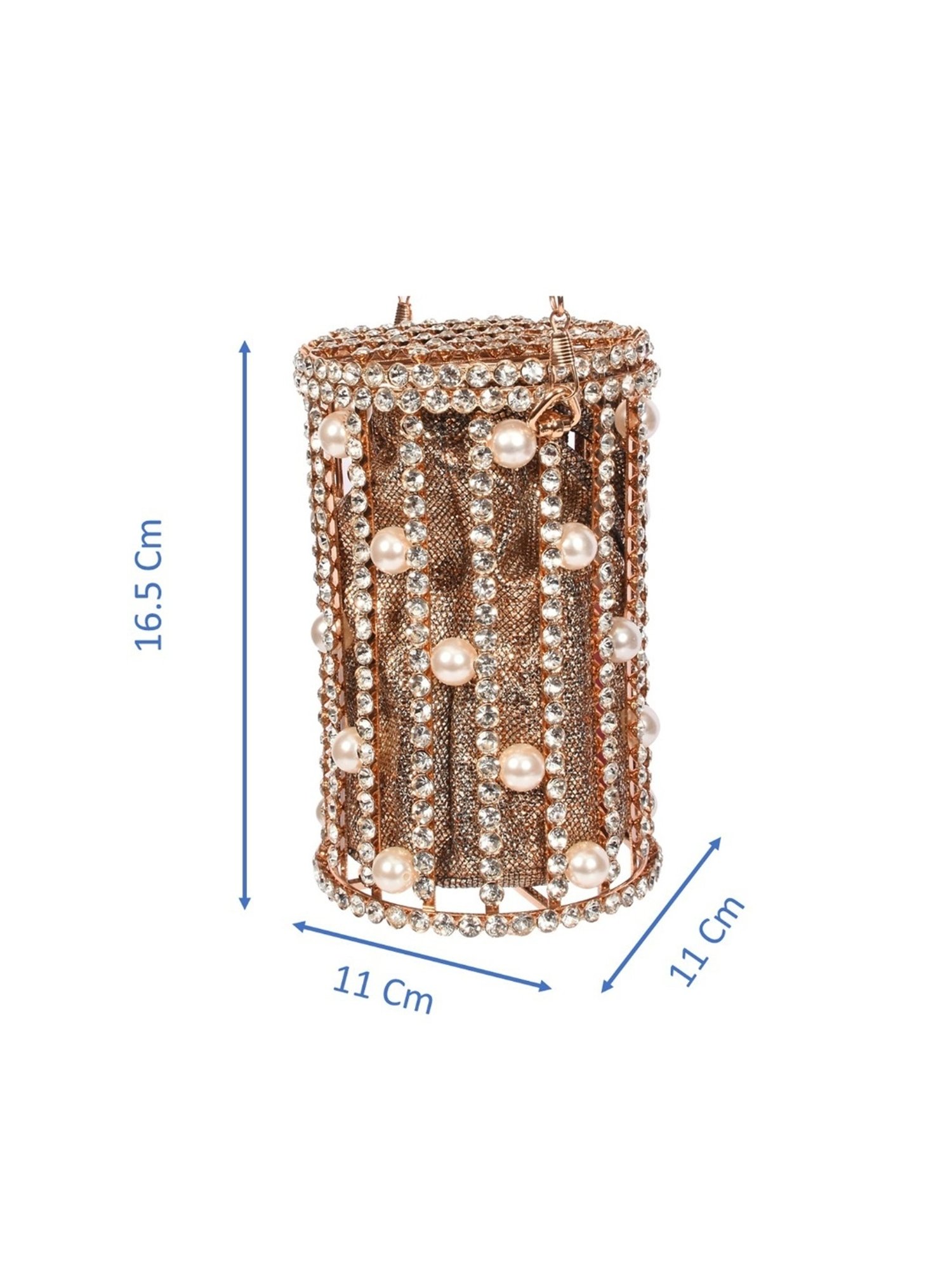 SASSORA IVORY Gold Leather Embellished Handbag