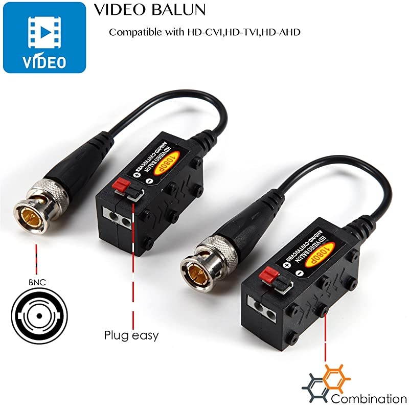 1080P AHDHDCVITVICVBS Passive HD Video Balun Transmitter 4 Pairs UTP Up to 350M600M
