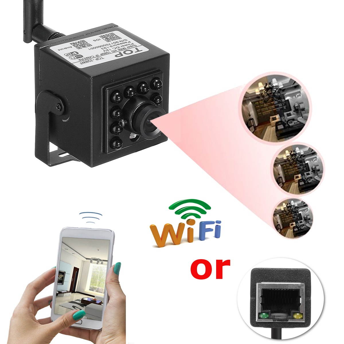 Mini 1.0 Megapixel 720P HD WIFI Hidden Network IP/P2P IR Night Vision Camera Pinhole Security Camera
