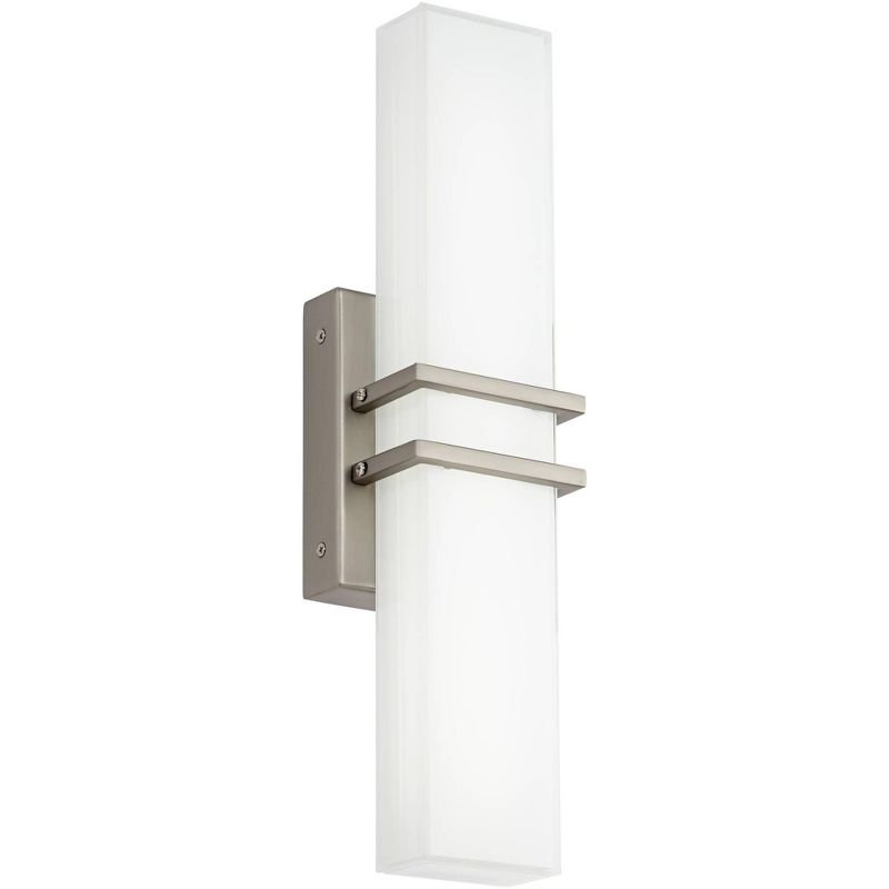 Possini Euro Design Modern Wall Light LED Brushed Nickel 17" Vanity Fixture for Bathroom Over Mirror Bedroom