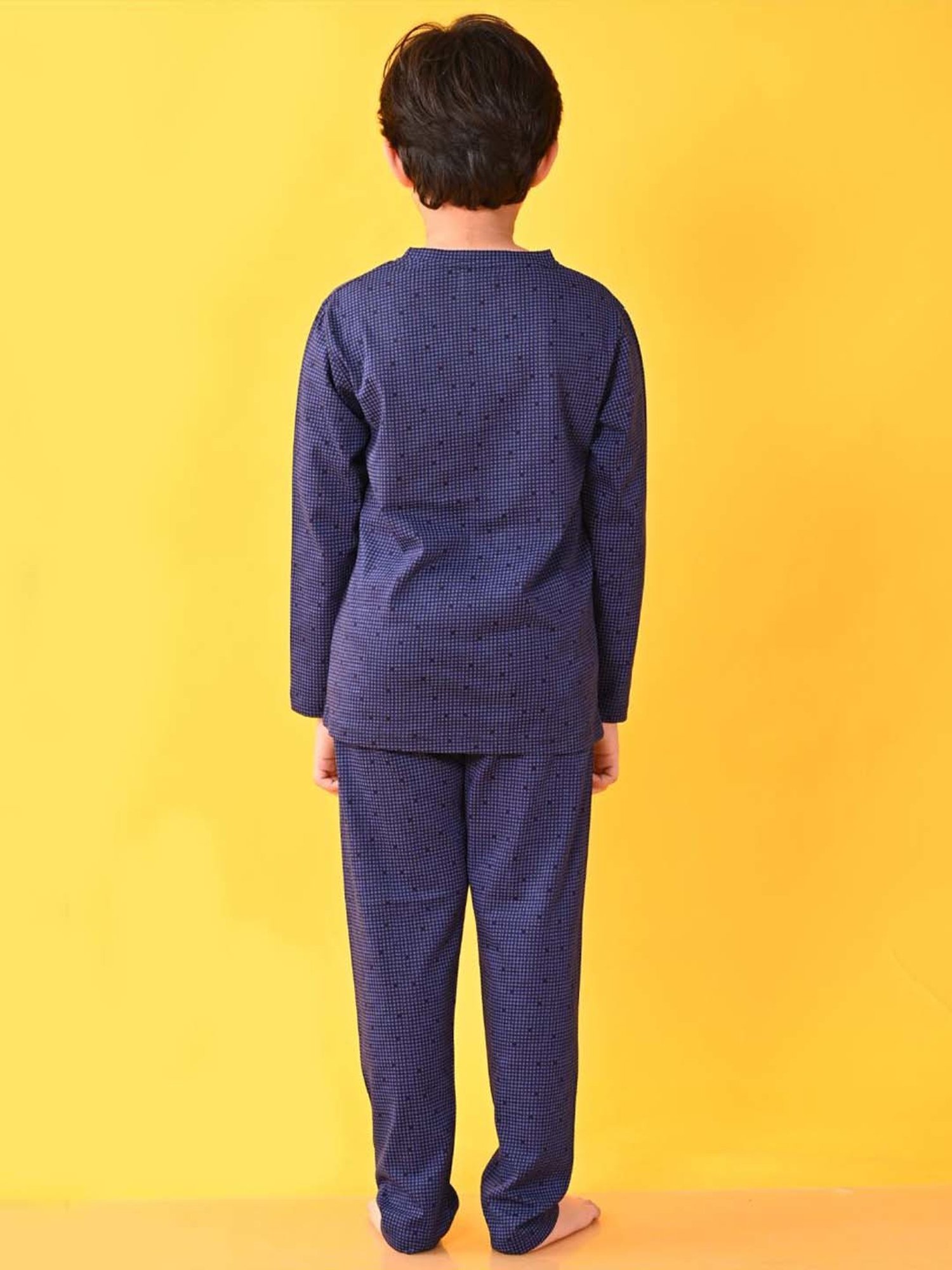 Anthrilo Kids blue Cotton Chequered Full Sleeves T-Shirt & Trouser