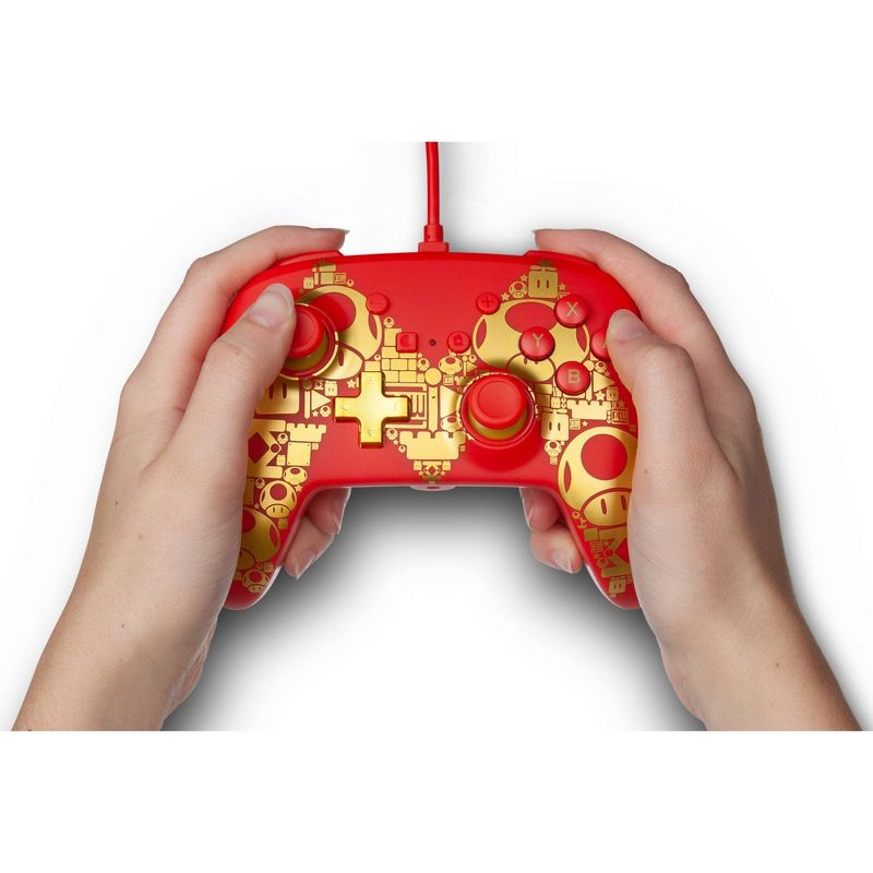 PowerA Enhanced Wired Controller for Nintendo Switch - Mario Golden M - Red