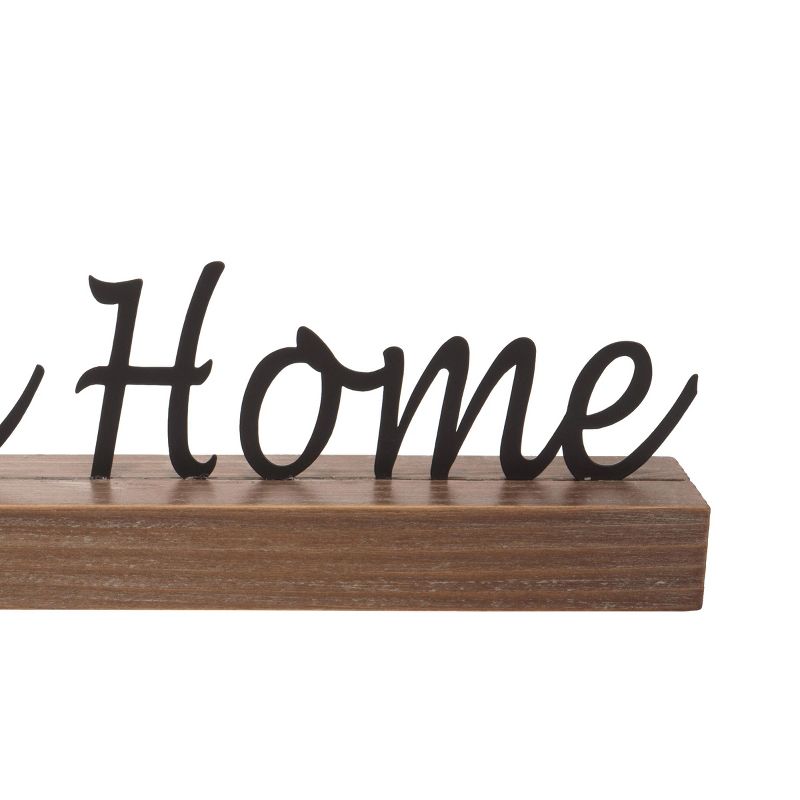 Black Metal "Welcome Home" Wood and Metal Tabletop Accent - Foreside Home & Garden