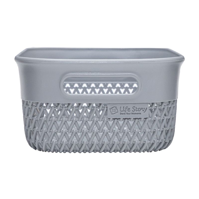 Life Story Lightweight Heavy Duty Storage Trendy Portable Woven Basket 4 Quarts, Grey (14 Pack)