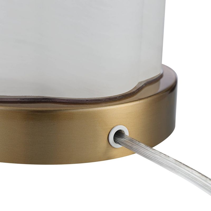 Possini Euro Design Modern Table Lamp with Night Light LED White Glass Off White Hourglass Decor Living Room Bedroom House Bedside