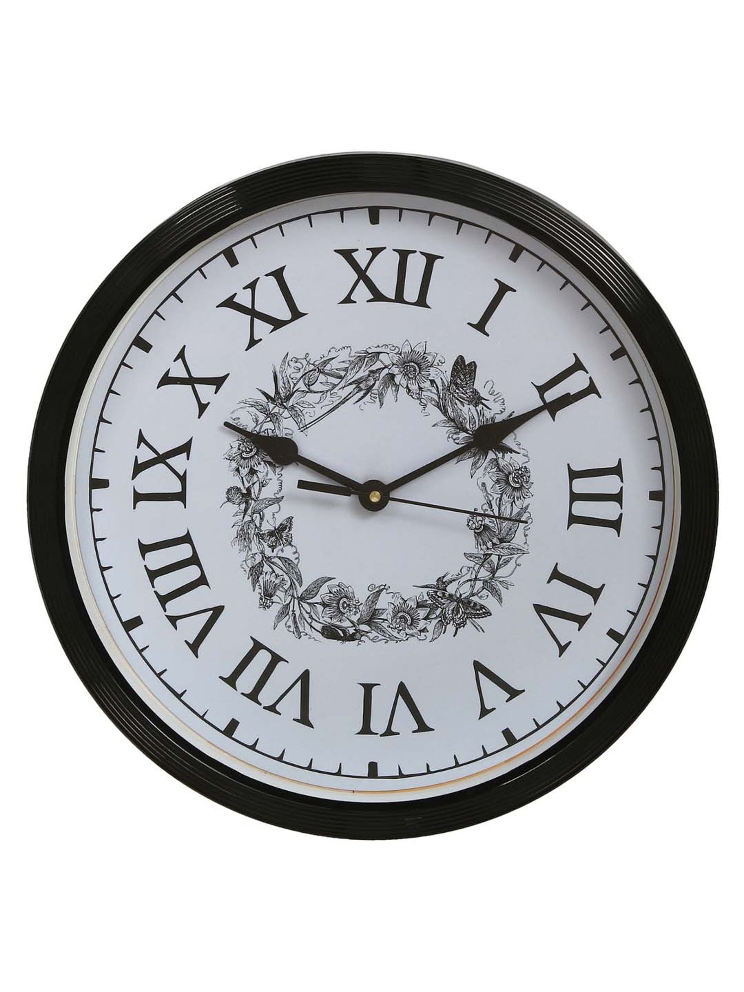 eCraftIndia Designer Round Analog Black Wall Clock