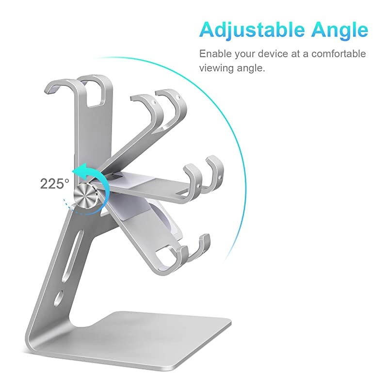 2 in 1 Phone Stand for Apple Watch,  Adjustable Phone Holder Charging Station Stand for iWatch and 3.5&rdquo;-8&rdquo; Smart Phones (Silver)