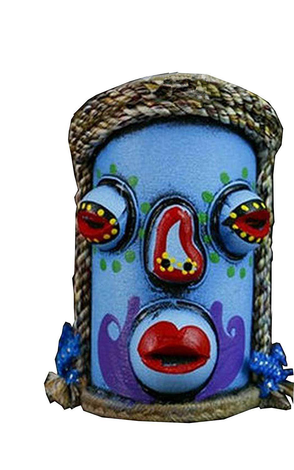 WEI LONG Pen Holder Desk Office Supplies Engraved Pen Container,Creative Dongba Style Painted Pen Holder (blue)